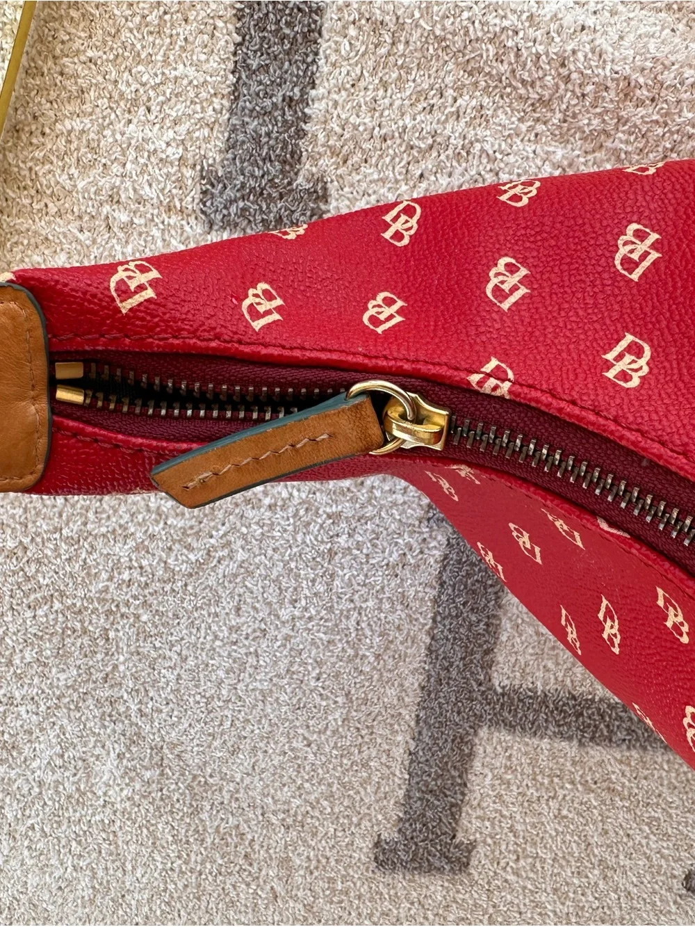 Dooney & Bourke Red Monogram Hobo Shoulder Bag
